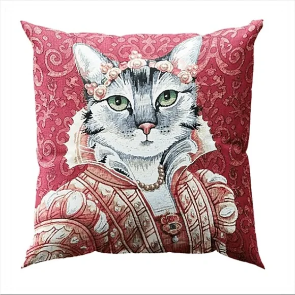 Set Of 4 Adorable Lady Cat Pattern‎ Throw Pillow Covers  17.7/45cm x 17.7/45cm - Picture 11 of 12